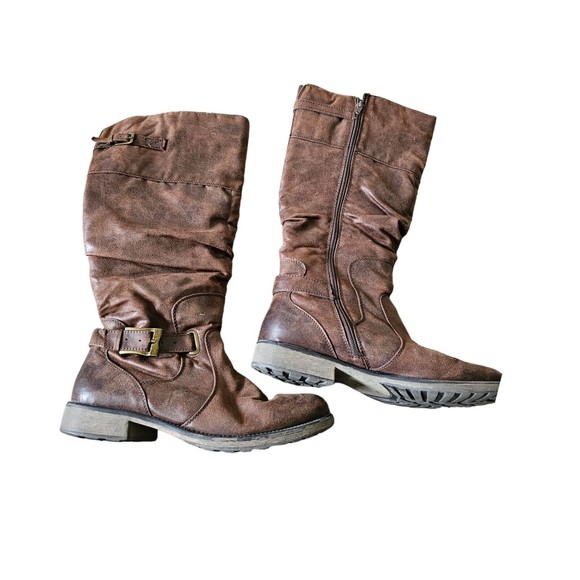 Riding Boots Leather STILLER  Buckle Zip Knee High - Picture 4 of 6